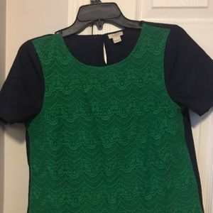 Navy and green JCrew dress shirt